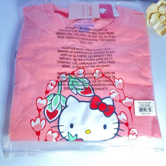 Vera Bradley Hello Kitty Colab Pink Sweatshirt long sleeve Tee - Picture 2 of 13